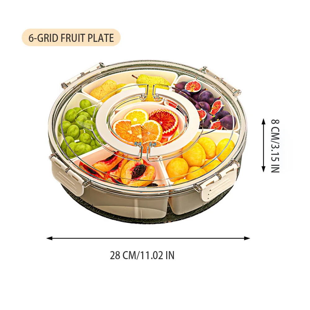 6 Grids Rotatable Storage Box Fruit Food Container Spice Ginger Garlic Ingredient Box For Kitchen Fridge Sealed Preservation Box