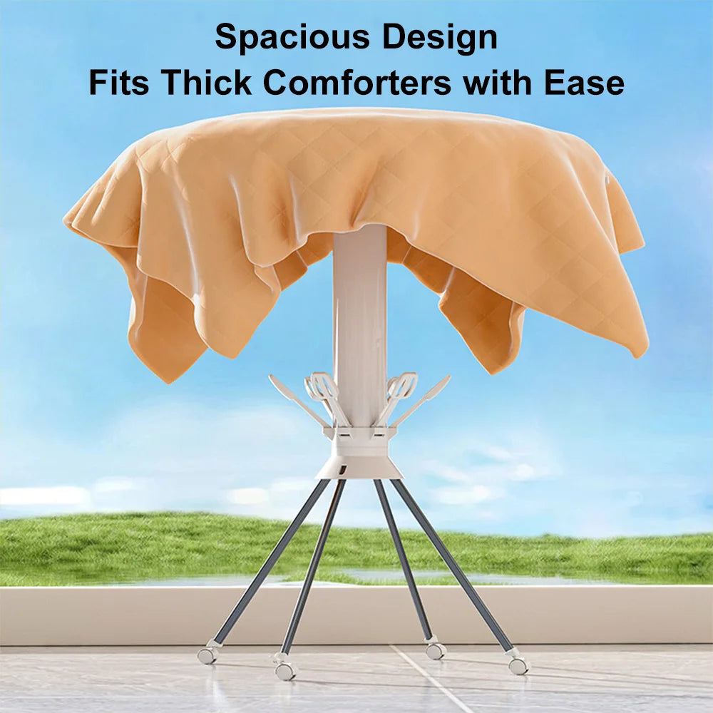 Single-storey/Two-storey Octopus Clothes Drying Rack 360° Rotating Foldable Laundry Airer for Indoor Outdoor Heavy Duty Carbon Steel Standing Drying Rack with ABS Plastic Clips for Balcony Bedroom