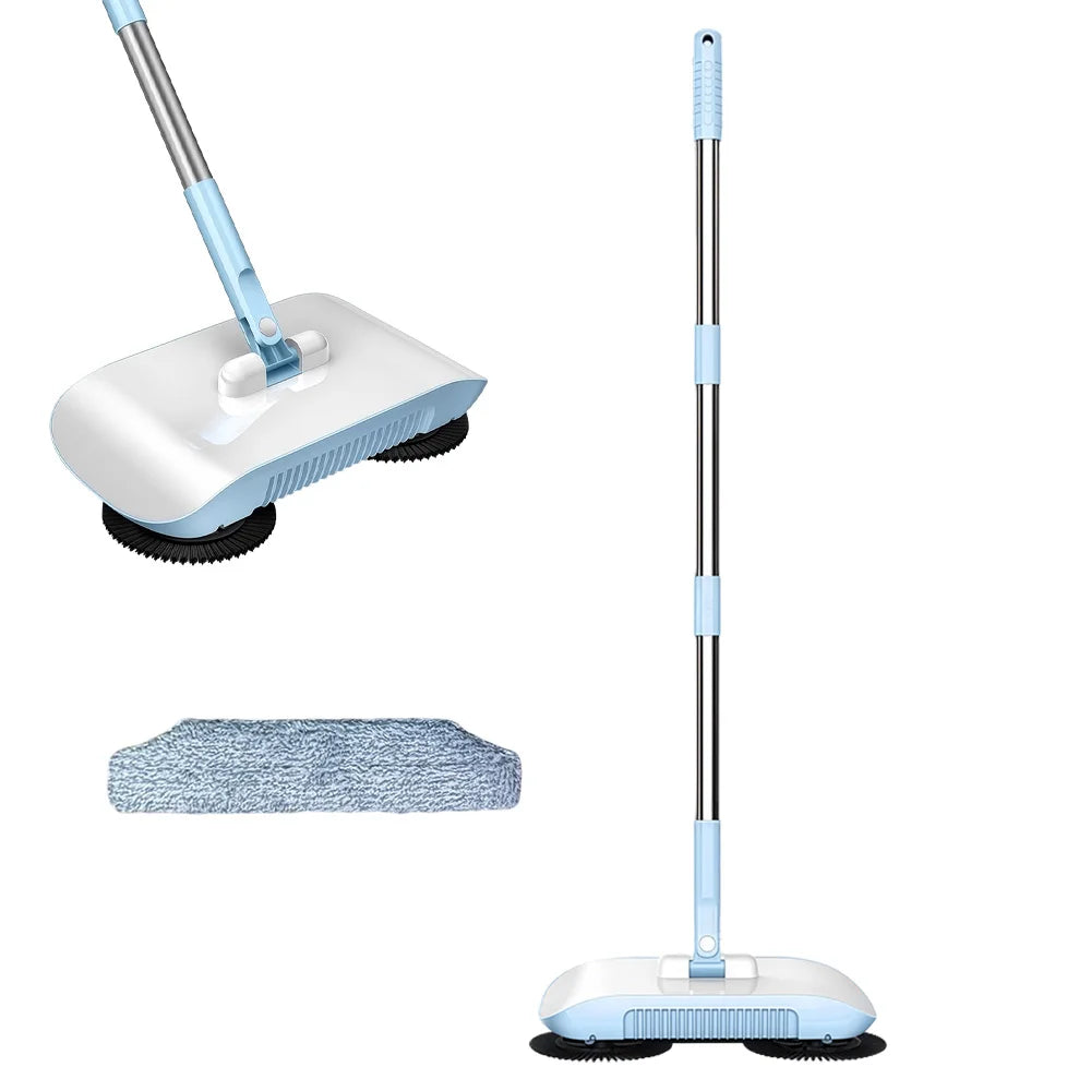 Blue Broom and Dustpan Set Long Handle 102cm Stainless Steel Pole PP Durable Household Cleaning Sweeping Tool for Home Office UK