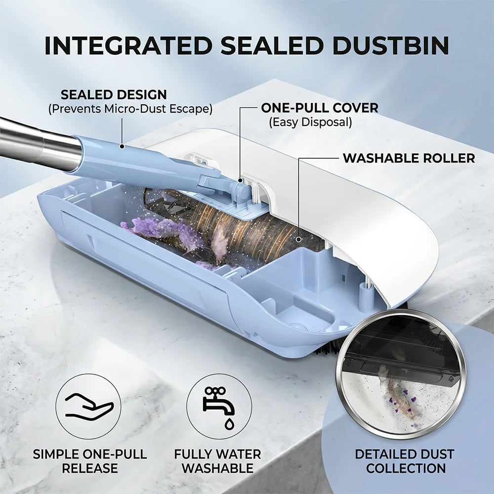 Blue Broom and Dustpan Set Long Handle 102cm Stainless Steel Pole PP Durable Household Cleaning Sweeping Tool for Home Office UK