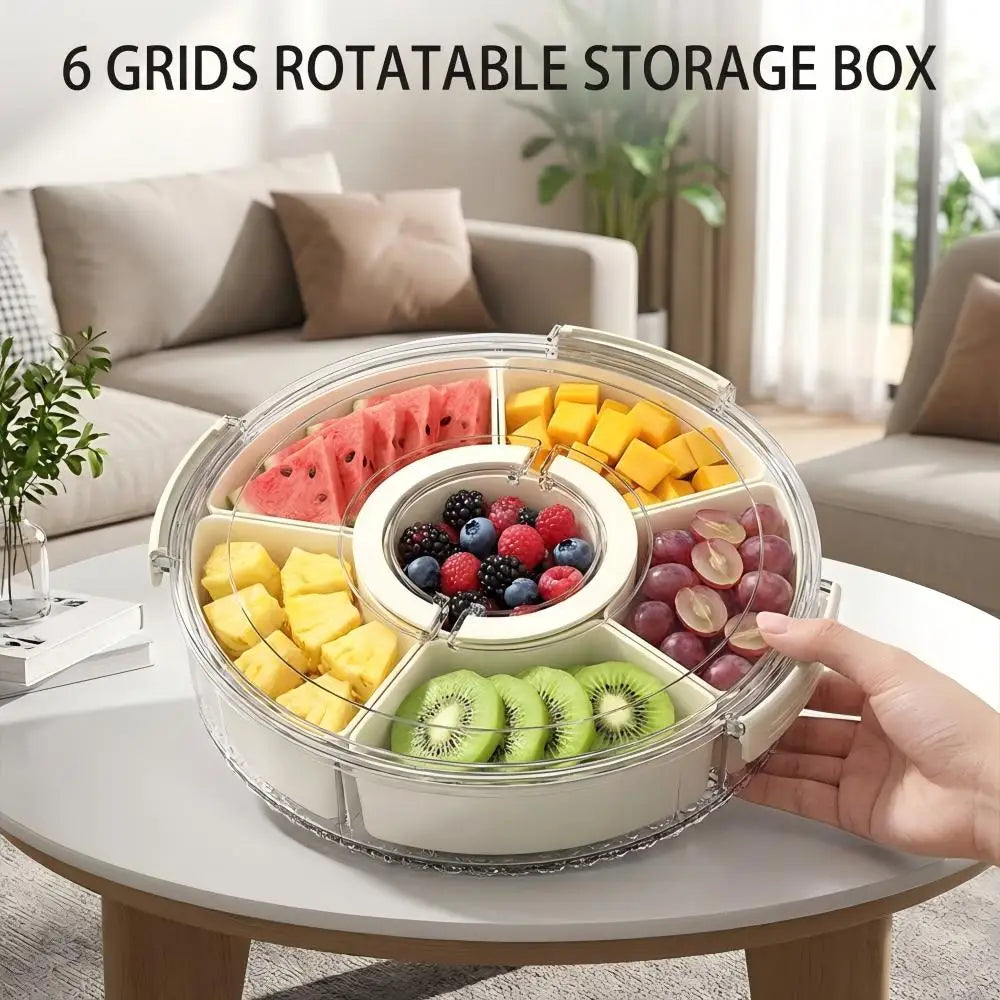 6 Grids Rotatable Storage Box Fruit Food Container Spice Ginger Garlic Ingredient Box For Kitchen Fridge Sealed Preservation Box