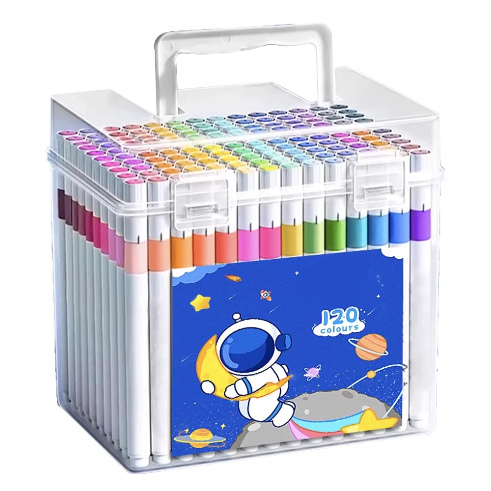 Acrylic Markers Sketching Markers 120 Colors Portable Quick Drying Coloring Pens for Kindergarten Student Gift
