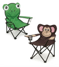 Animal Style Folding Camping Chair Portable Kids Chair with Armrest Cup Holder Lightweight Outdoor Picnic Beach Chair Monkey Fro