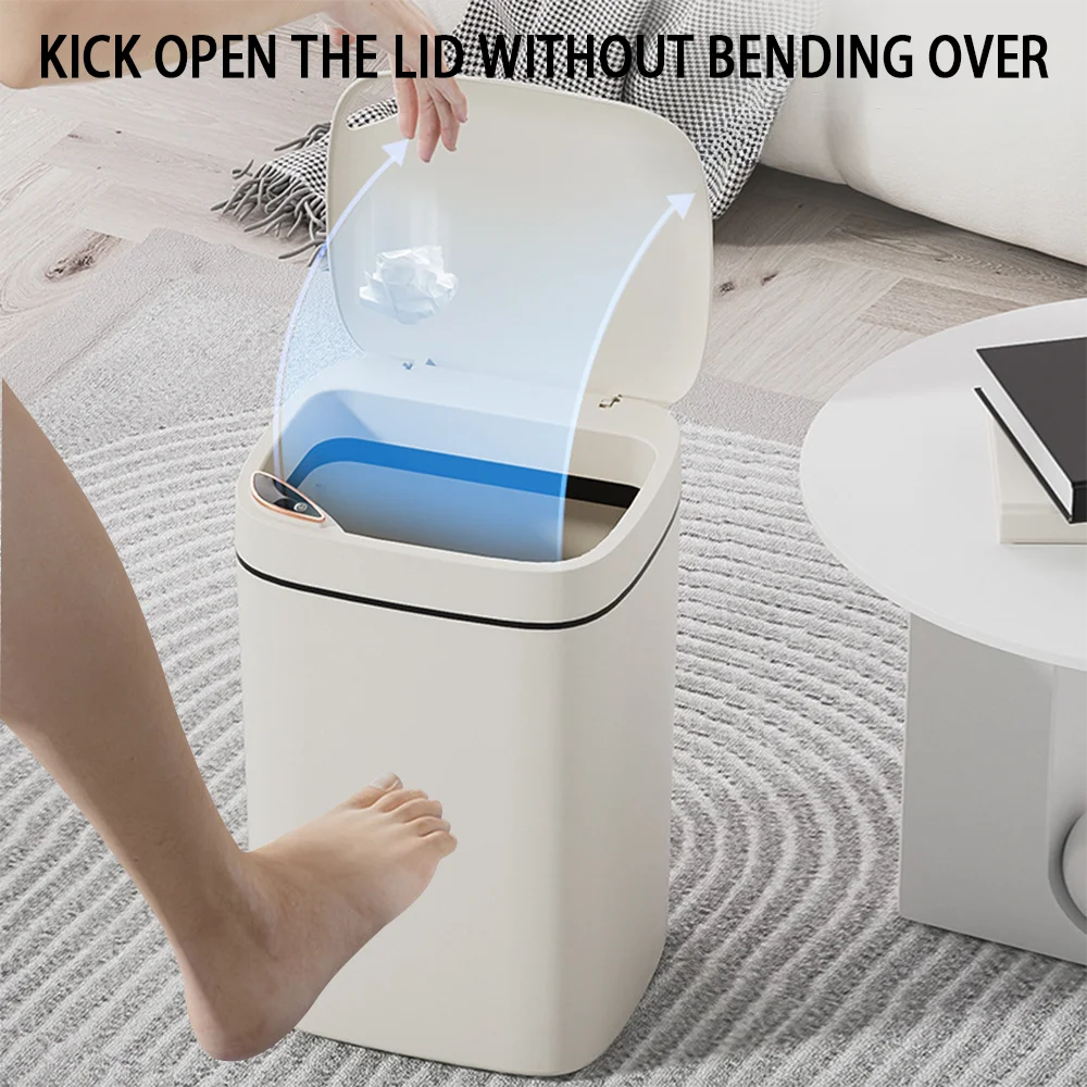 Smart Trash Can 16L Large-capacity Automatic Sensor Garbage Bin Home Waste Garbage Can for Kitchen Bathroom Bedroom Living Room