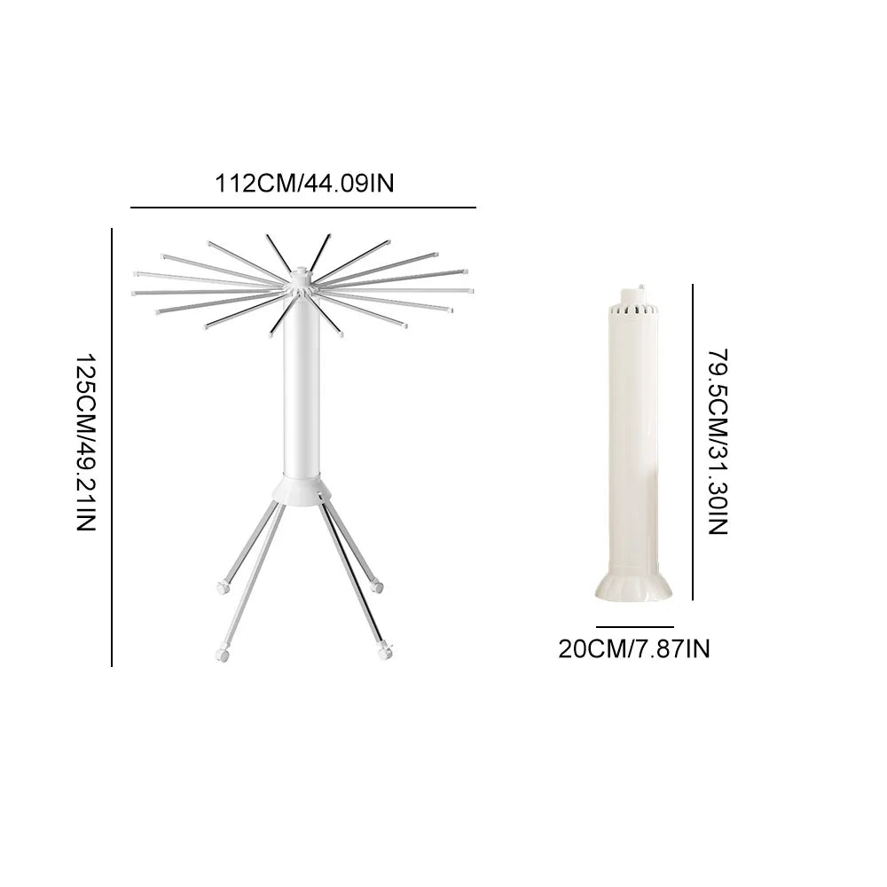 Single-storey/Two-storey Octopus Clothes Drying Rack 360° Rotating Foldable Laundry Airer for Indoor Outdoor Heavy Duty Carbon Steel Standing Drying Rack with ABS Plastic Clips for Balcony Bedroom