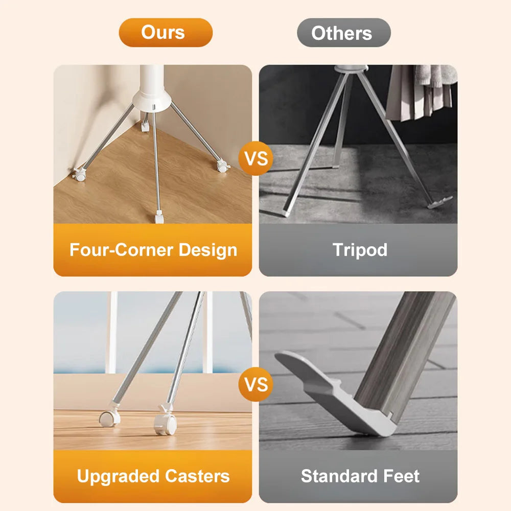 Single-storey/Two-storey Octopus Clothes Drying Rack 360° Rotating Foldable Laundry Airer for Indoor Outdoor Heavy Duty Carbon Steel Standing Drying Rack with ABS Plastic Clips for Balcony Bedroom