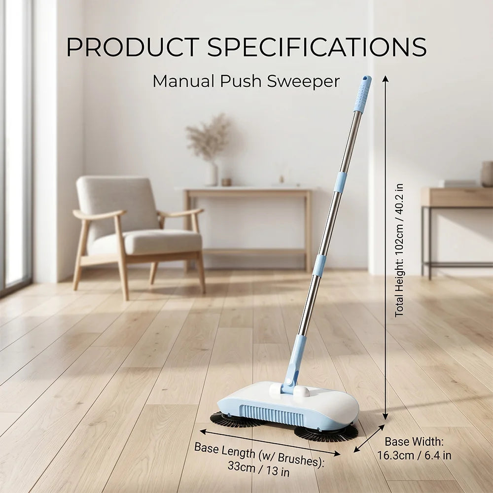 Blue Broom and Dustpan Set Long Handle 102cm Stainless Steel Pole PP Durable Household Cleaning Sweeping Tool for Home Office UK