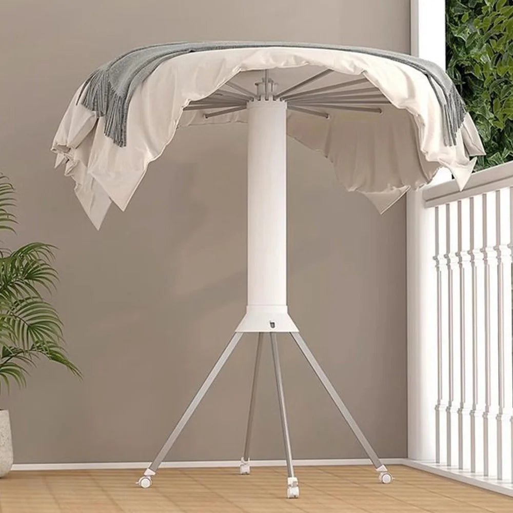 Single-storey/Two-storey Octopus Clothes Drying Rack 360° Rotating Foldable Laundry Airer for Indoor Outdoor Heavy Duty Carbon Steel Standing Drying Rack with ABS Plastic Clips for Balcony Bedroom