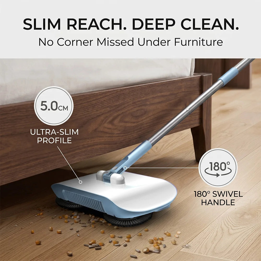 Blue Broom and Dustpan Set Long Handle 102cm Stainless Steel Pole PP Durable Household Cleaning Sweeping Tool for Home Office UK