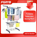 Home Removable 4-layers Drying Rack Foldable Telescopic Towel Hanging Rack Space-Saving Indoor Outdoor Adjustable Floor Standing Clothes Drying Rack for Balcony Garden Bedroom