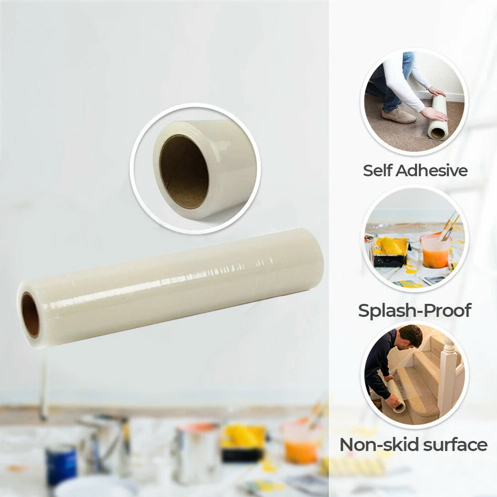 Voltsify Temporary Clear Self Adhesive Protective Film Roll, 60cm W x 25m L