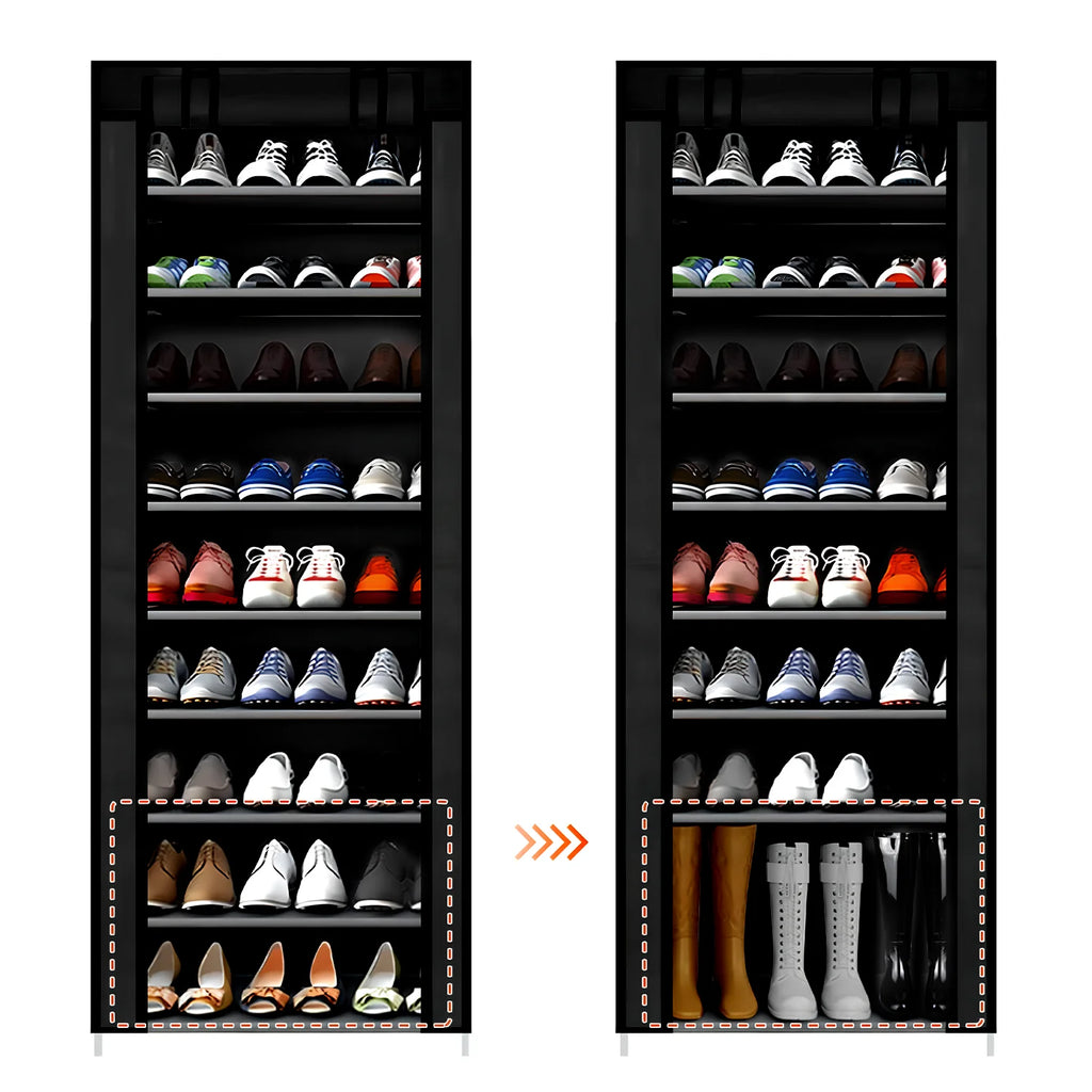 9 Layers Shoe Cabinet Nonwoven Shoe Rack Dustproof Organizer Space-Saving Home Storage Cabinet for Entryways, Hallways