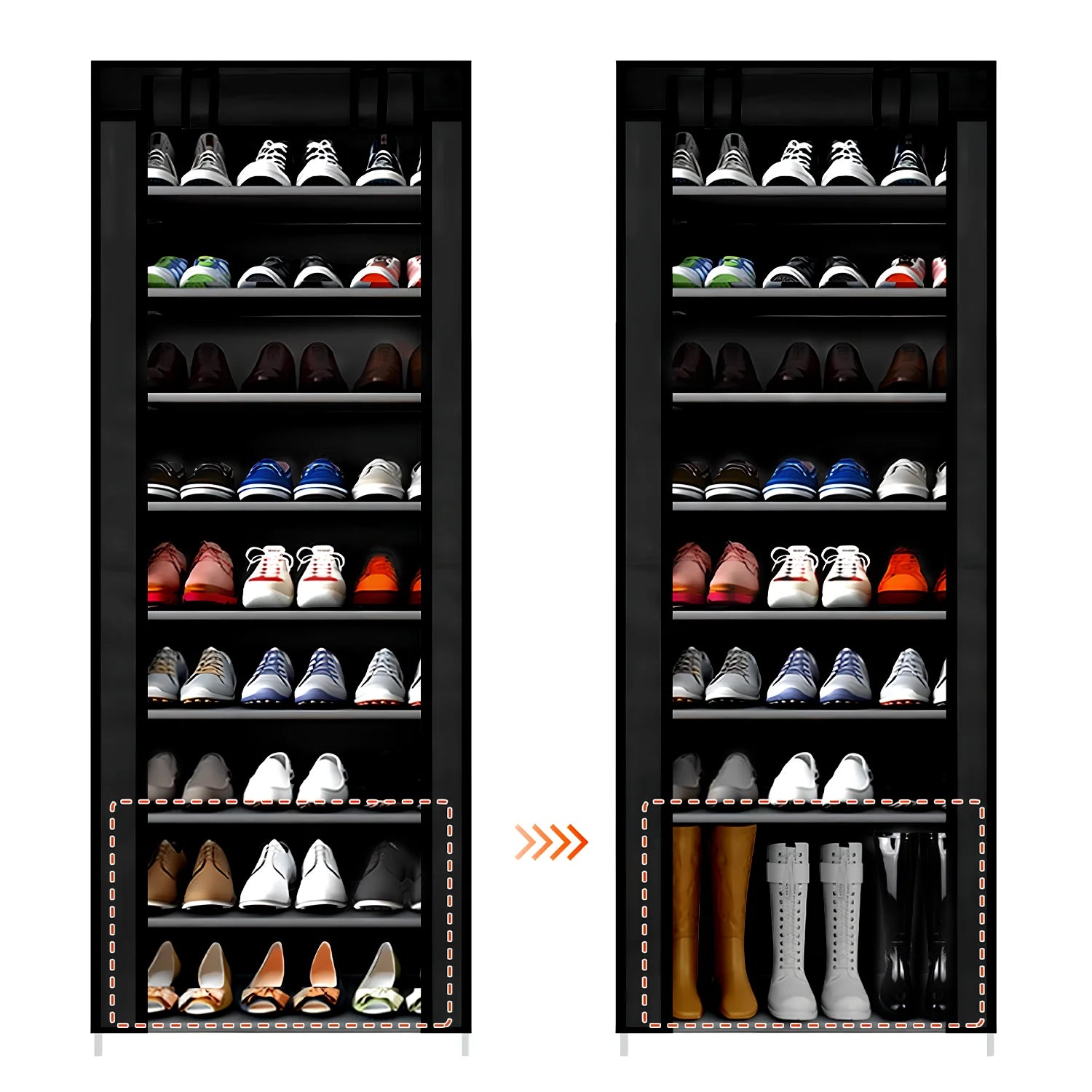 9 Layers Shoe Cabinet Nonwoven Shoe Rack Dustproof Organizer Space-Saving Home Storage Cabinet for Entryways, Hallways