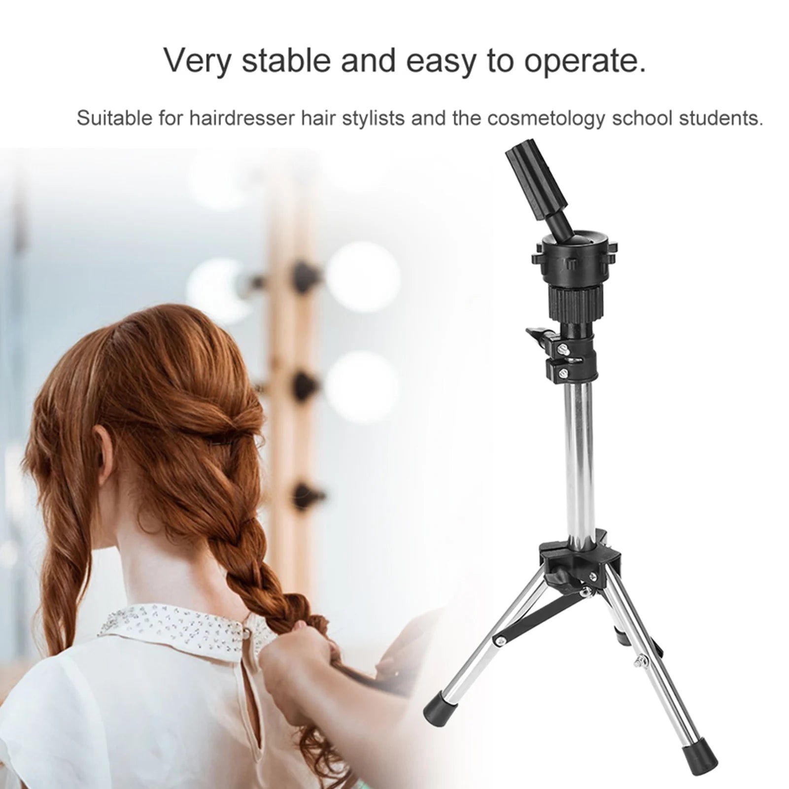 Hair Mannequin Hair Styling Training Hairdressing Training Head Holder Adjustable Salon Model Mannequin Head Tripod Stand Silver