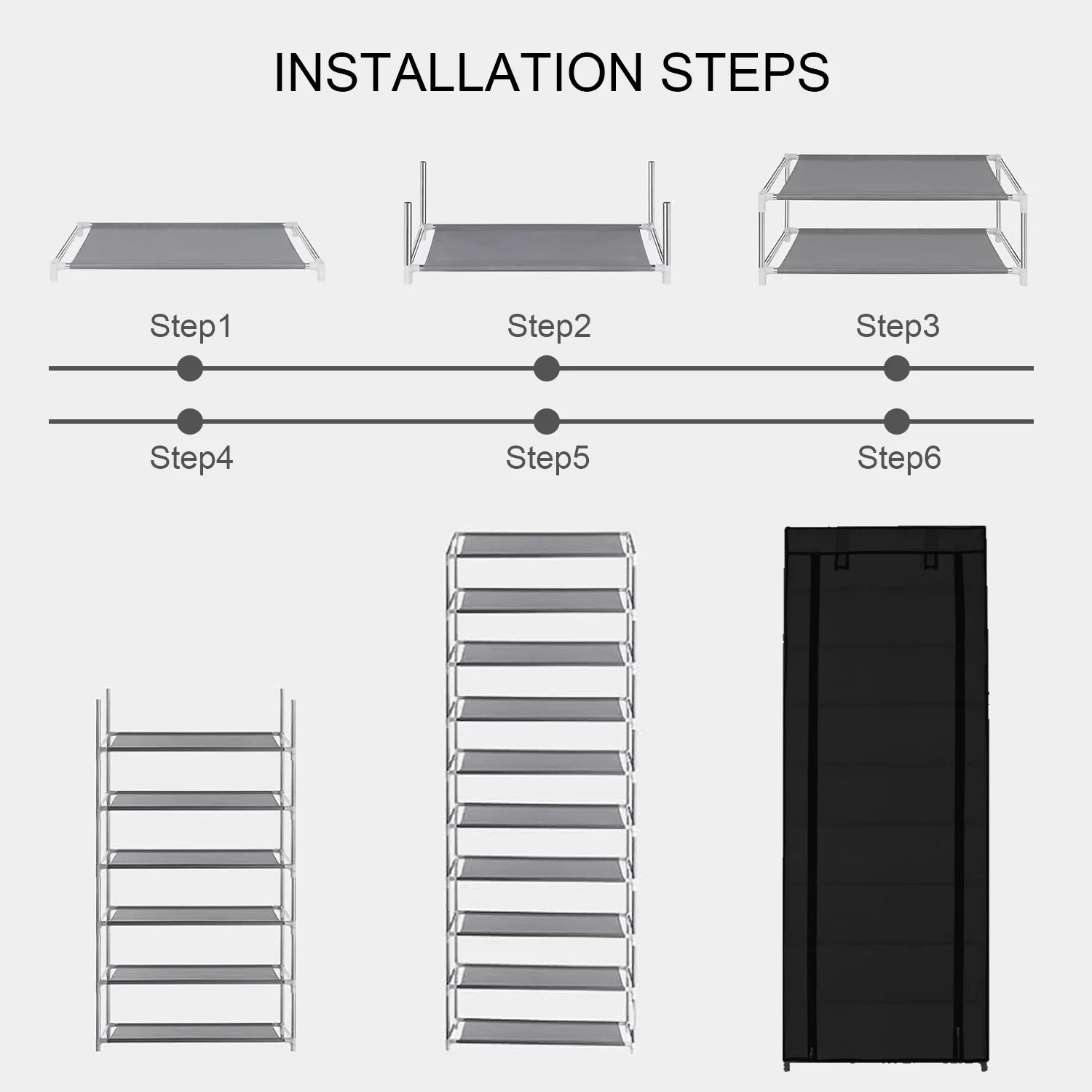 9 Layers Shoe Cabinet Nonwoven Shoe Rack Dustproof Organizer Space-Saving Home Storage Cabinet for Entryways, Hallways