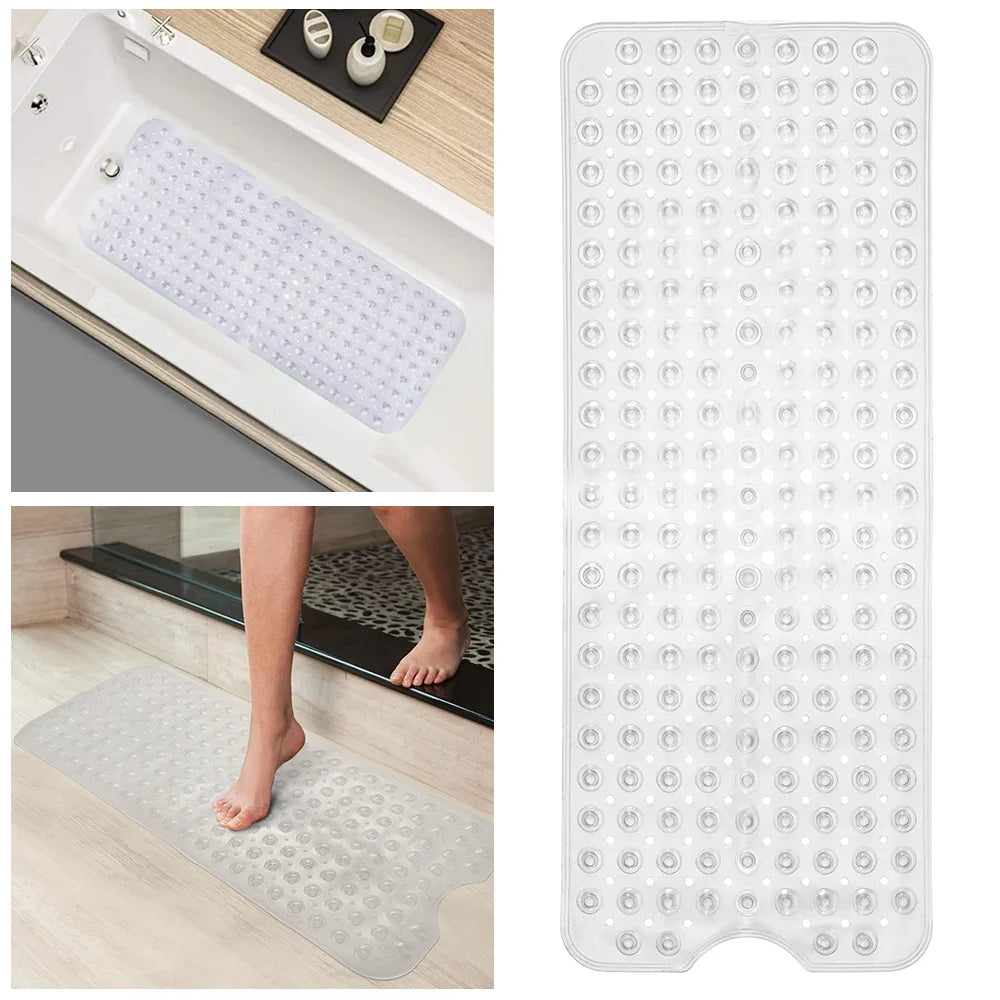 2Pcs 40*100cm PVC Anti-skid Bath Mat Shower Mat Non-slip Mat Bathtub Bath Mat with Suction Cup Bathroom Accessories