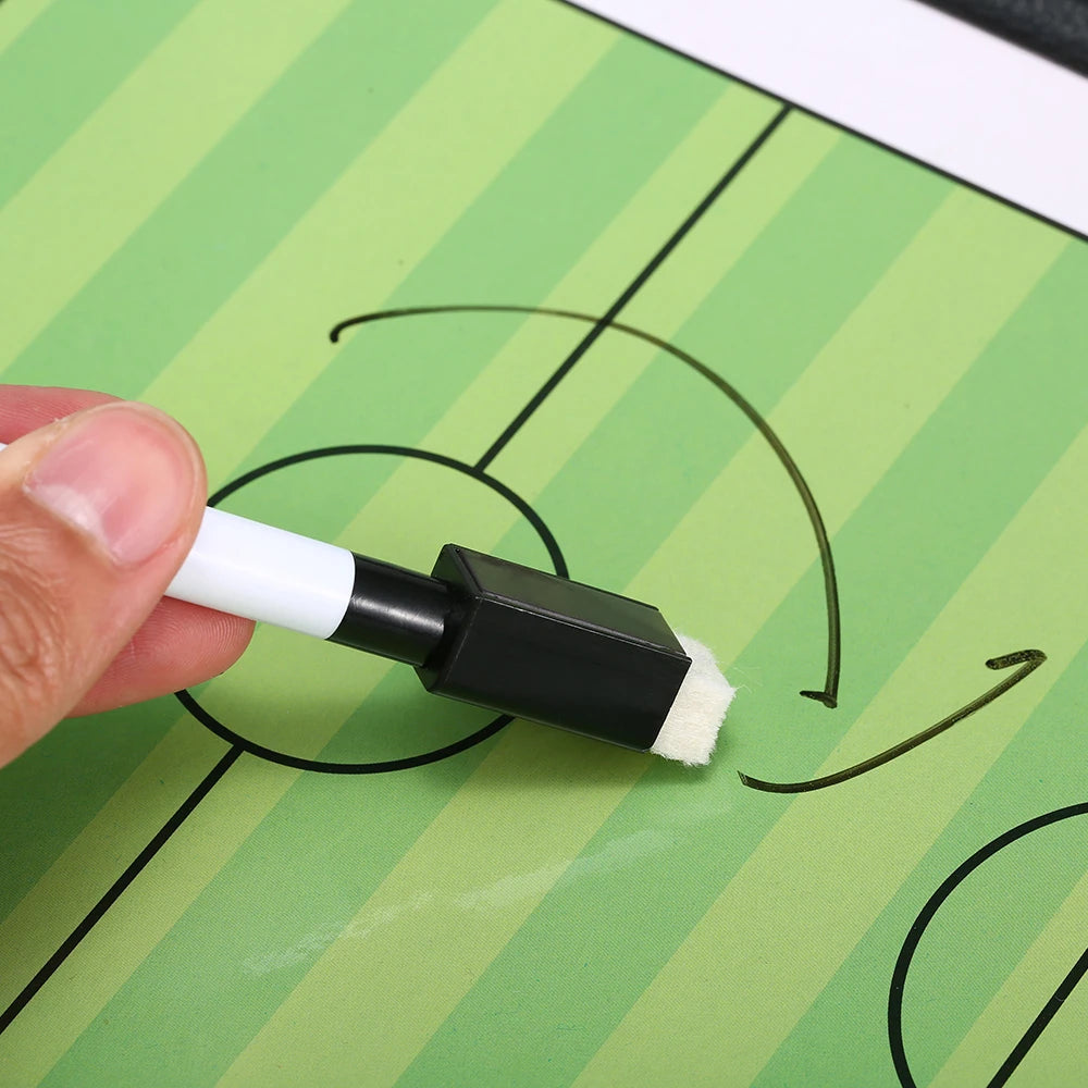 Foldable Football Soccer Magnetic Tactic Board Coaching Strategy Board with Marker Pieces and 2-in-1 Pen Magnetic Tactic Board