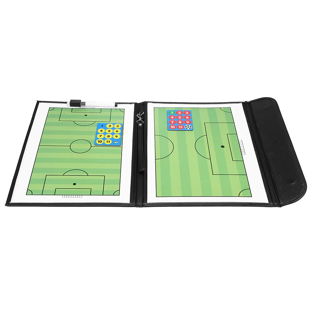 Foldable Football Soccer Magnetic Tactic Board Coaching Strategy Board with Marker Pieces and 2-in-1 Pen Magnetic Tactic Board