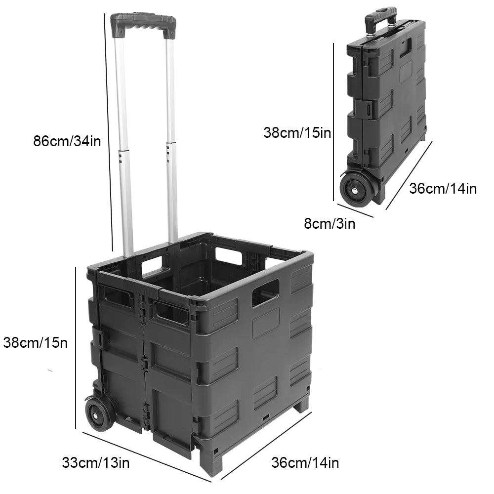Portable Grocery Cart Folding Outdoor Camping Cart Luggage Trolley Shopping Cart Telescoping Handle Hand Cart