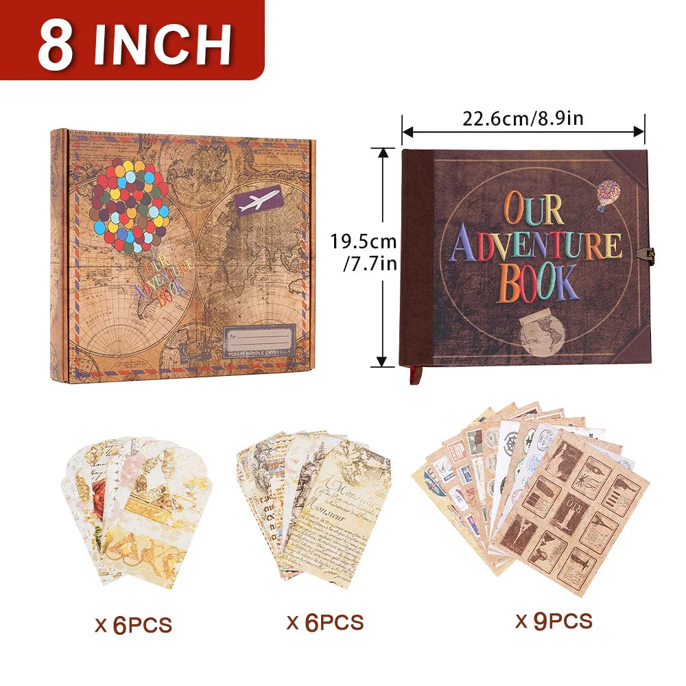 146-Page Handmade DIY Vintage Kraft Paper Scrapbook Suitable for Adventure Book Memoirs Kids' Gifts Weddings and Mother's Day