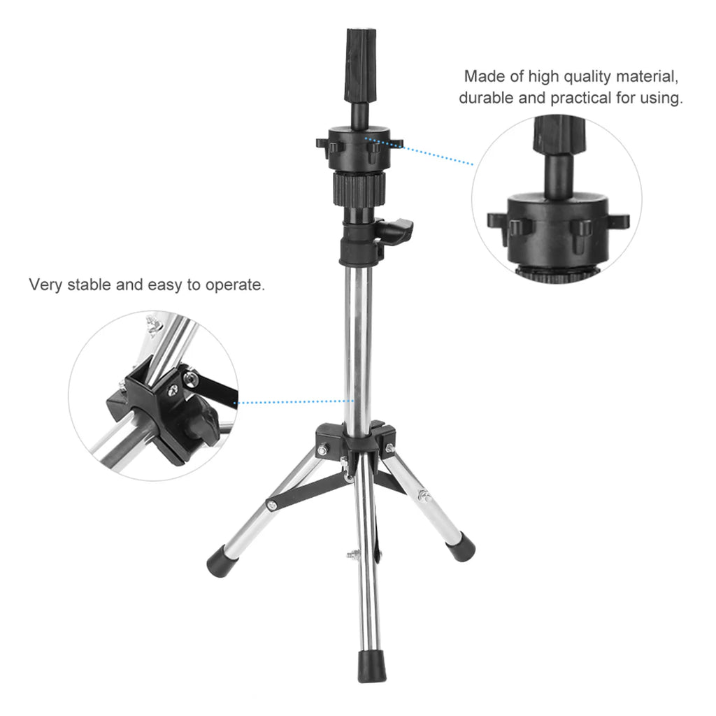 Hair Mannequin Hair Styling Training Hairdressing Training Head Holder Adjustable Salon Model Mannequin Head Tripod Stand Silver