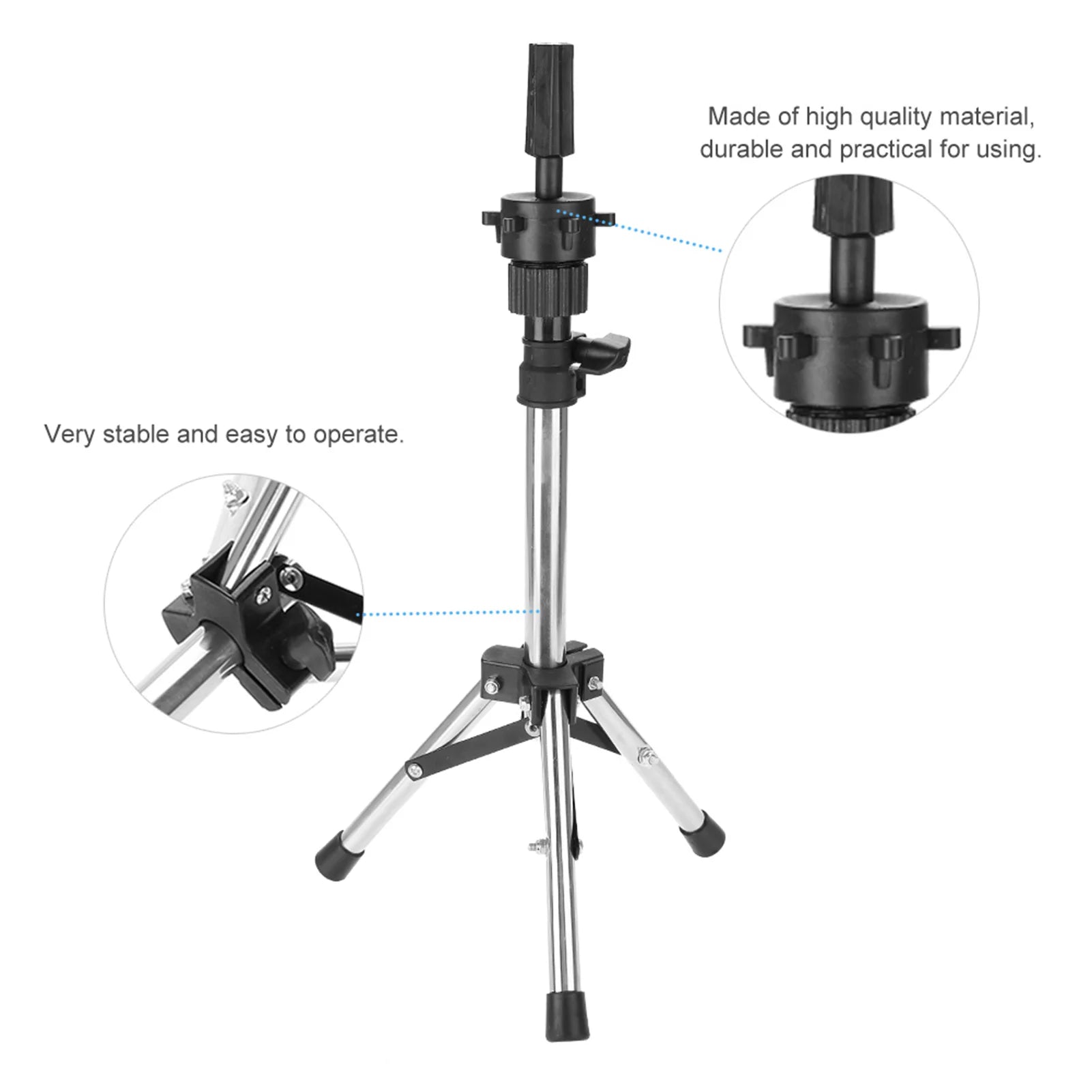 Hair Mannequin Hair Styling Training Hairdressing Training Head Holder Adjustable Salon Model Mannequin Head Tripod Stand Silver