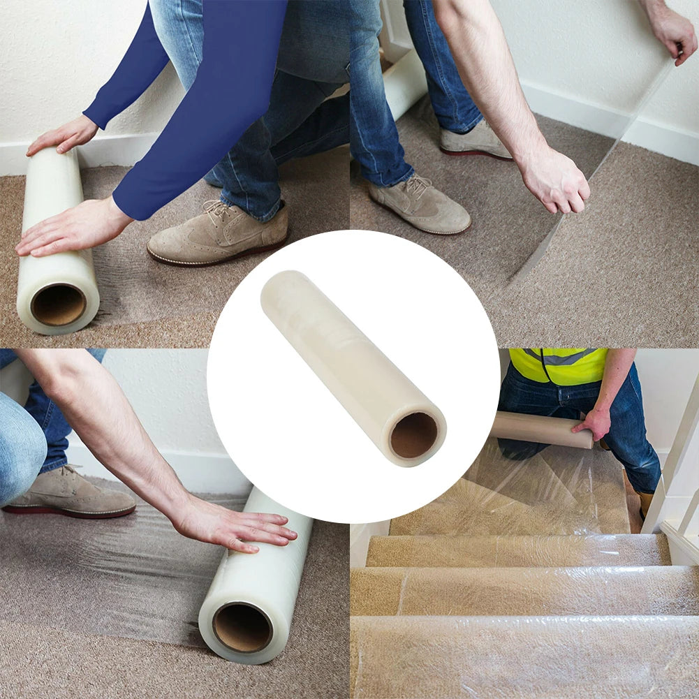 Voltsify Temporary Clear Self Adhesive Protective Film Roll, 60cm W x 25m L