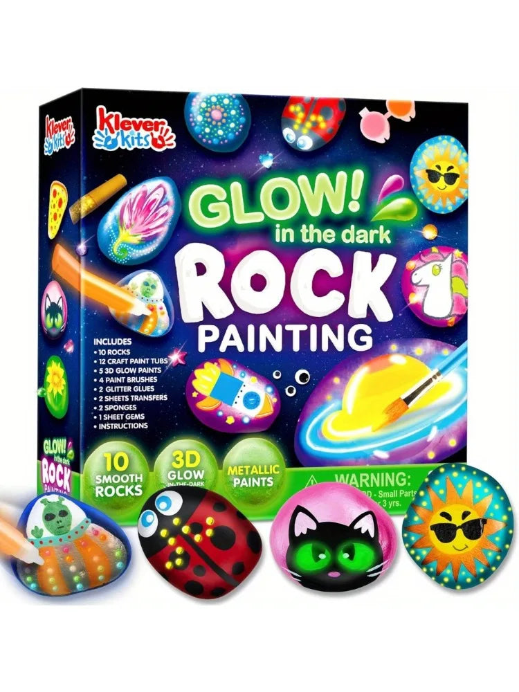 JOYFY Rock Painting Kit Glow in The Dark Rock Kit Arts and Crafts for Boys Girls Best Birthday Chirstmas Party Gift