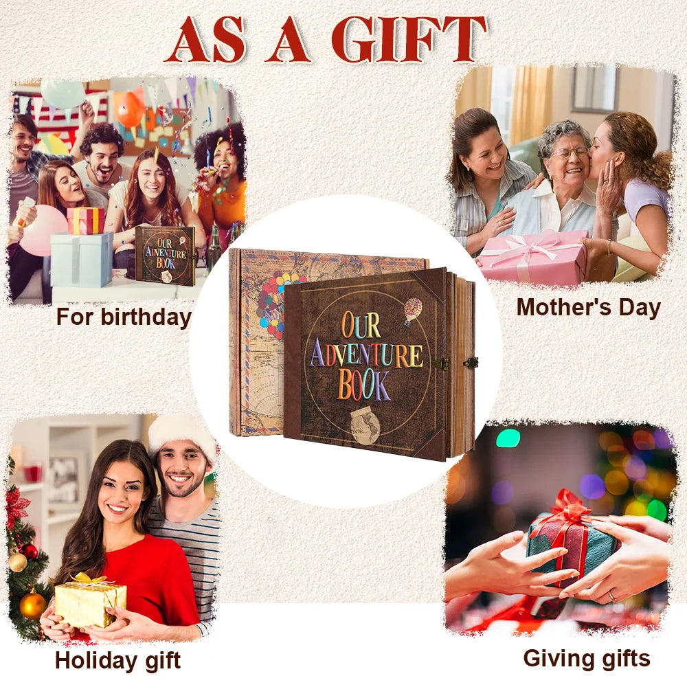 146-Page Handmade DIY Vintage Kraft Paper Scrapbook Suitable for Adventure Book Memoirs Kids' Gifts Weddings and Mother's Day
