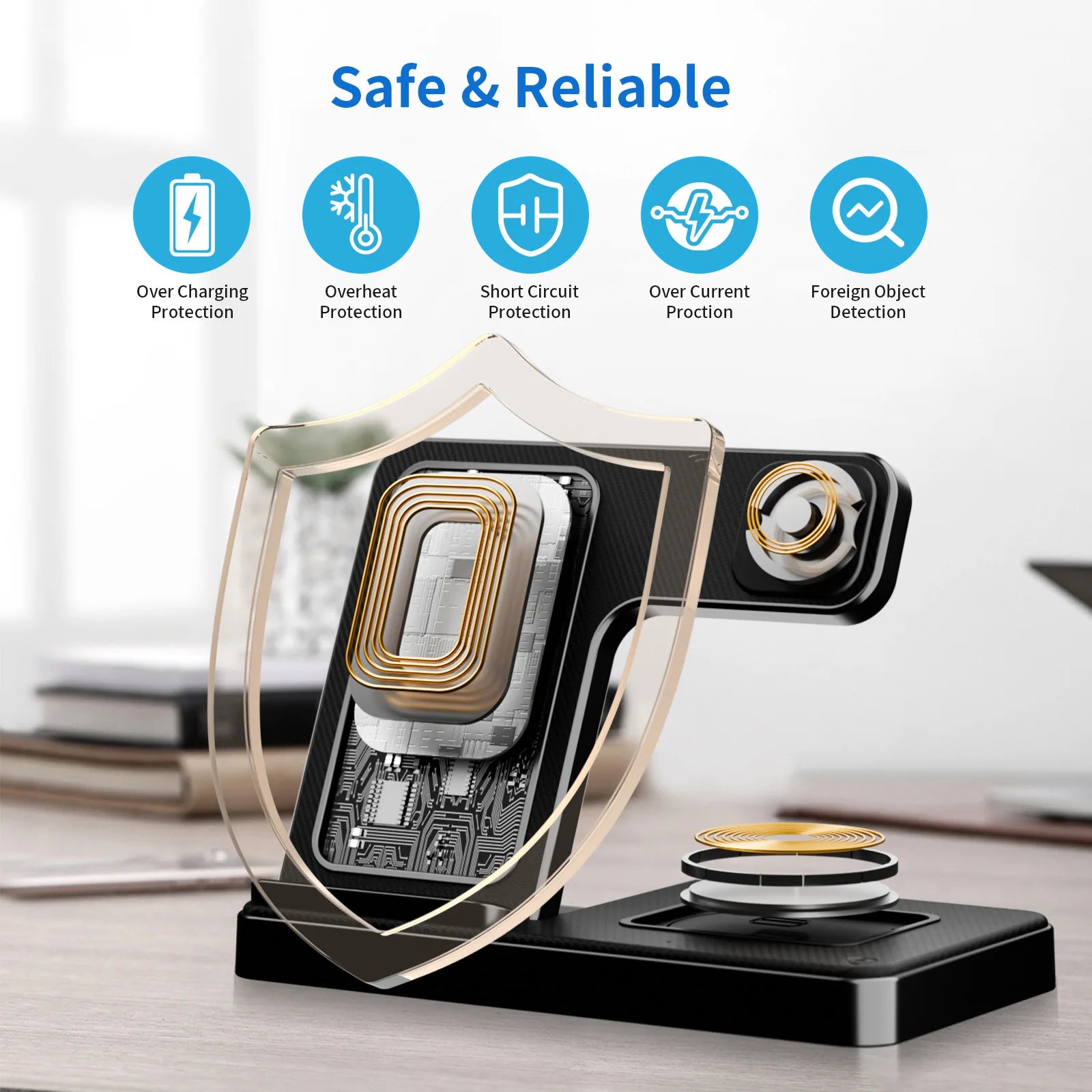 3 In 1 Wireless Charging Station Magnetic Fast Charging 18W Foldable For IPhone 16 15 14 13 12 Pro/Pro Max/Plus/Watch & Airpods