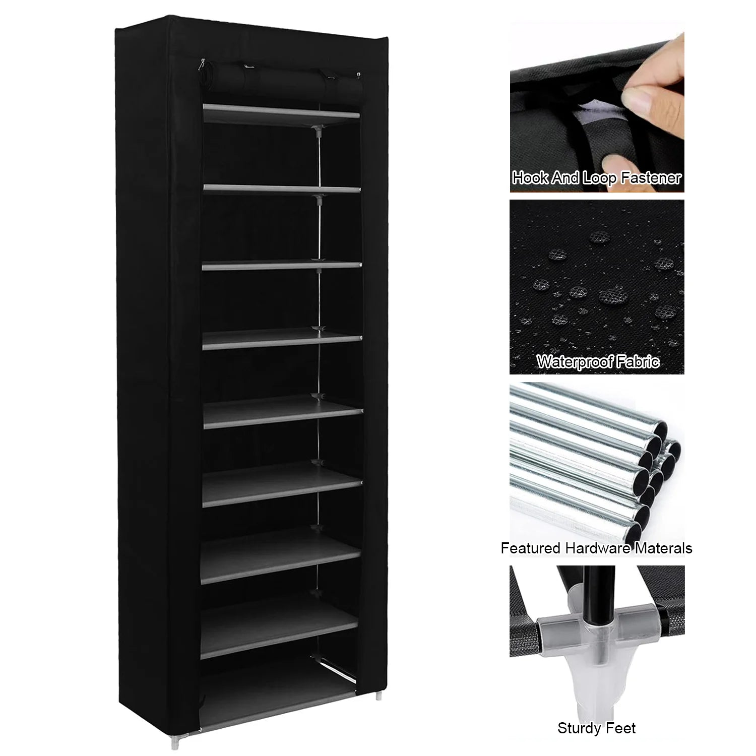 9 Layers Shoe Cabinet Nonwoven Shoe Rack Dustproof Organizer Space-Saving Home Storage Cabinet for Entryways, Hallways