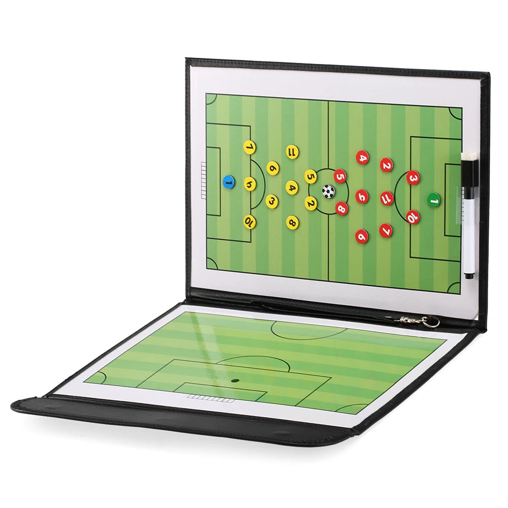Foldable Football Soccer Magnetic Tactic Board Coaching Strategy Board with Marker Pieces and 2-in-1 Pen Magnetic Tactic Board