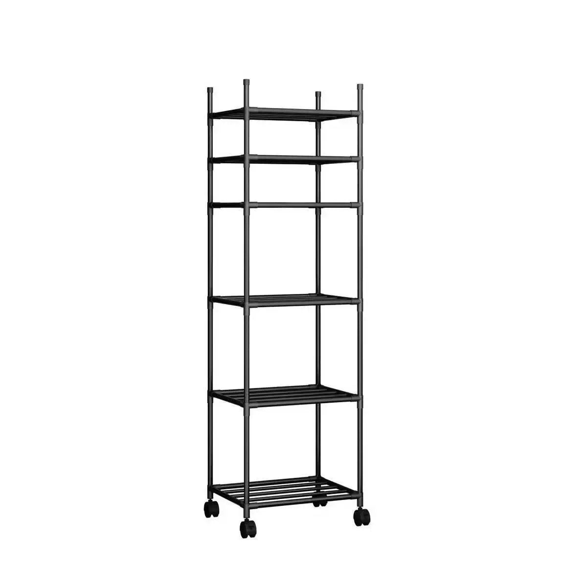 Six-tier adjustable roller metal storage trolley, multi-purpose storage rack for kitchen, bedroom, bathroom and laundry room