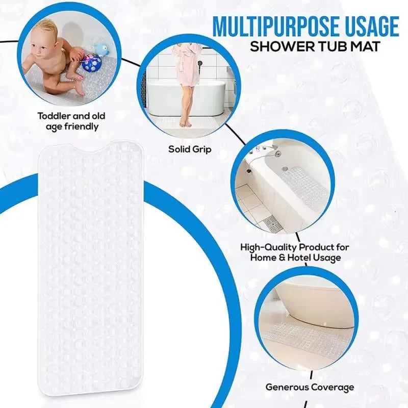 2Pcs 40*100cm PVC Anti-skid Bath Mat Shower Mat Non-slip Mat Bathtub Bath Mat with Suction Cup Bathroom Accessories