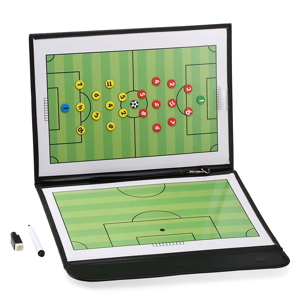 Foldable Football Soccer Magnetic Tactic Board Coaching Strategy Board with Marker Pieces and 2-in-1 Pen Magnetic Tactic Board