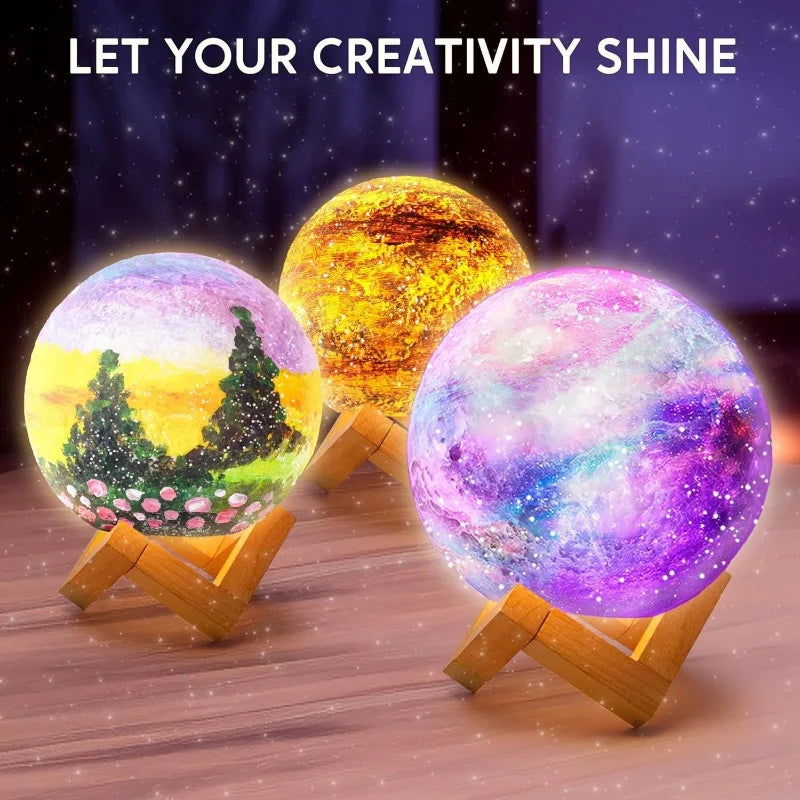 JOYFY DIY Moon Night Light toys Paint 3D Moon Lamp Kit Galaxy Lamp Arts for Kids School Activities Birthday Chirstmas Gifts