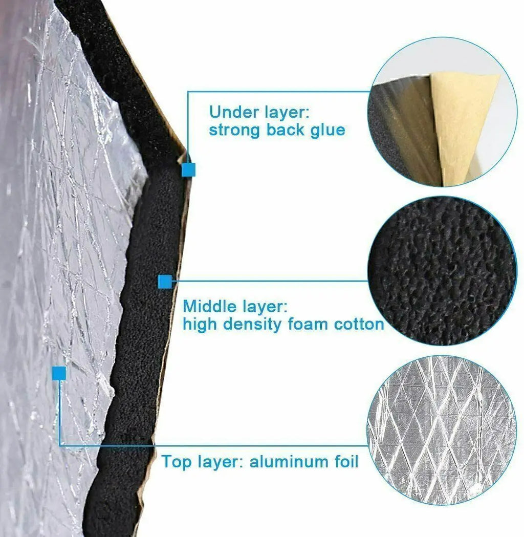 10 SHEETS SOUND DEADENING MAT CAMPER VAN FOR VW CAR BUTYL FOIL AUDIO PANEL NEW