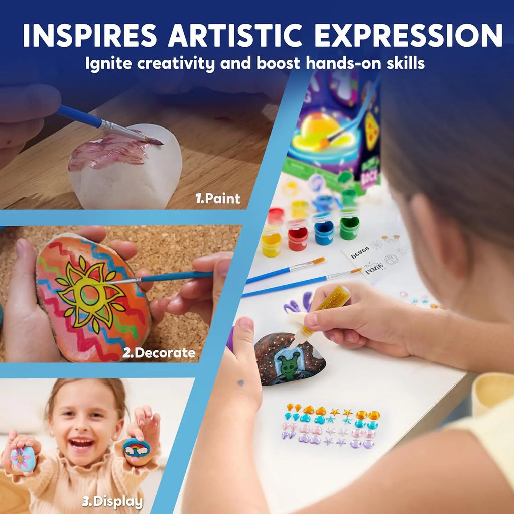 JOYFY Rock Painting Kit Glow in The Dark Rock Kit Arts and Crafts for Boys Girls Best Birthday Chirstmas Party Gift