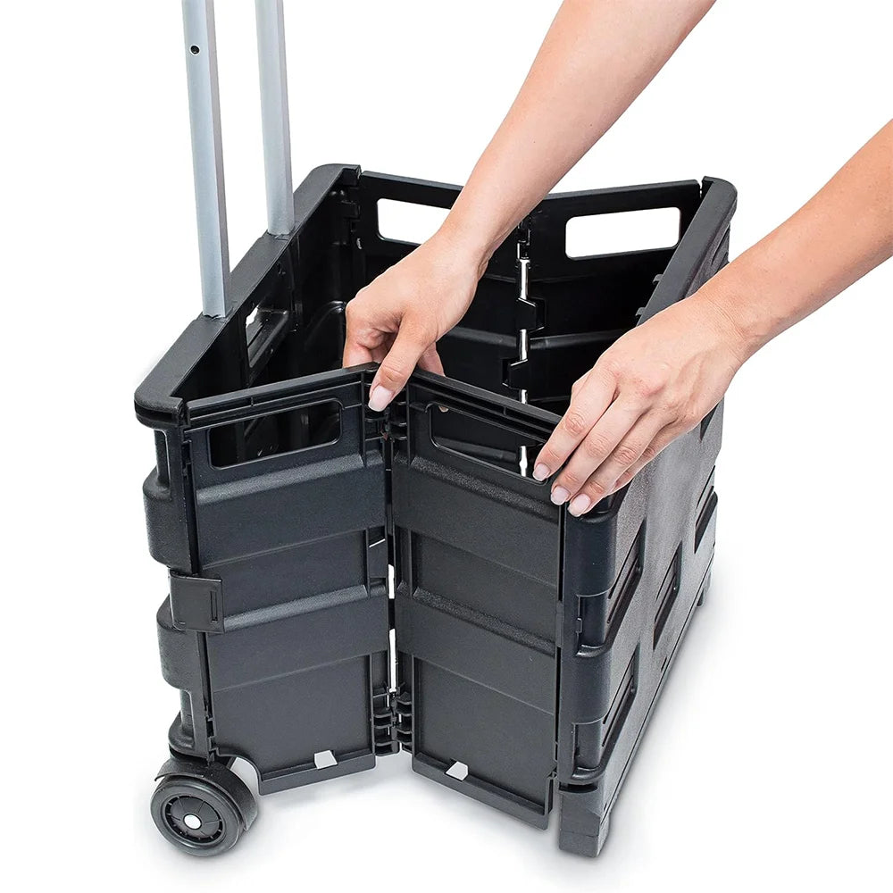 Portable Grocery Cart Folding Outdoor Camping Cart Luggage Trolley Shopping Cart Telescoping Handle Hand Cart