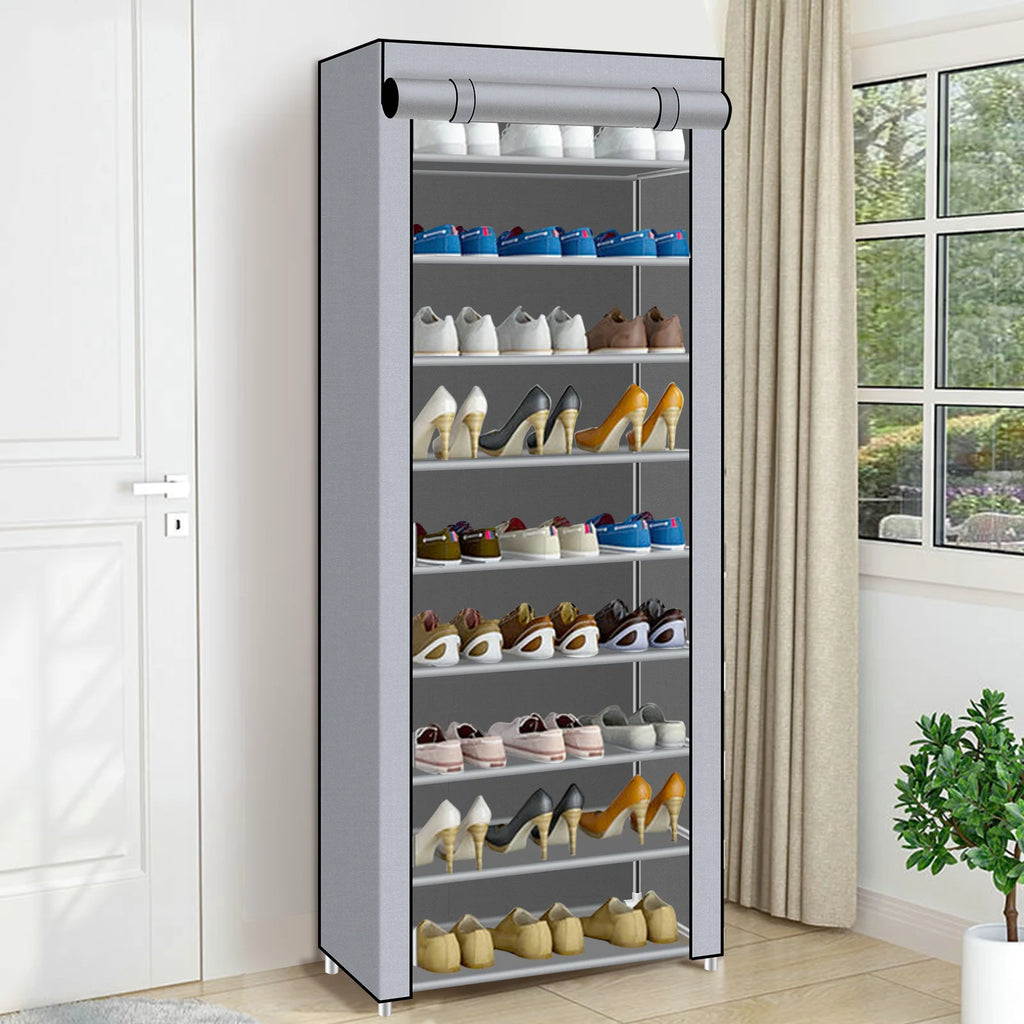 9 Layers Shoe Cabinet Nonwoven Shoe Rack Dustproof Organizer Space-Saving Home Storage Cabinet for Entryways, Hallways