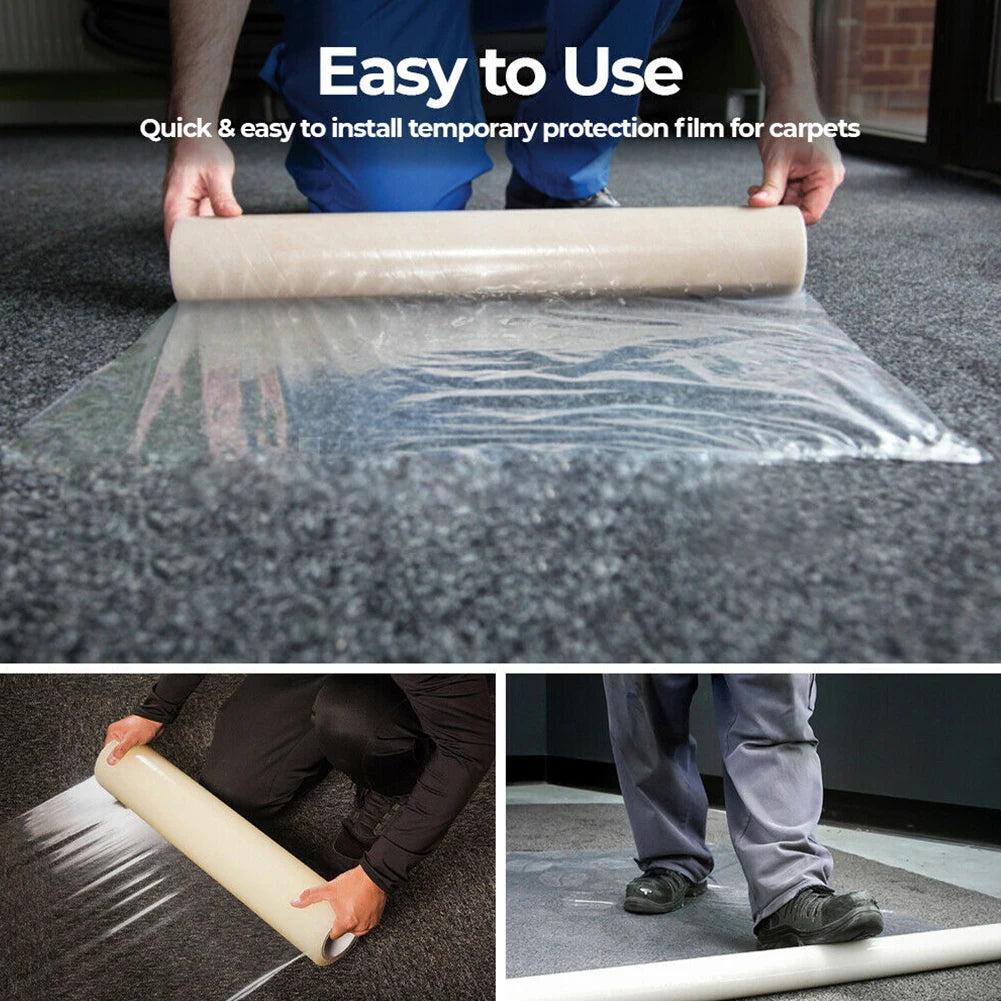 Voltsify Temporary Clear Self Adhesive Protective Film Roll, 60cm W x 25m L