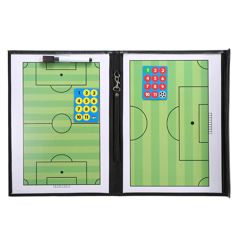 Foldable Football Soccer Magnetic Tactic Board Coaching Strategy Board with Marker Pieces and 2-in-1 Pen Magnetic Tactic Board