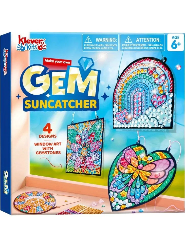 JOYFY 4PCS Window Art Suncatcher Kits Fun Gem Painting Kits Diamond Art for Boys Girls Birthdays Christmas Gift