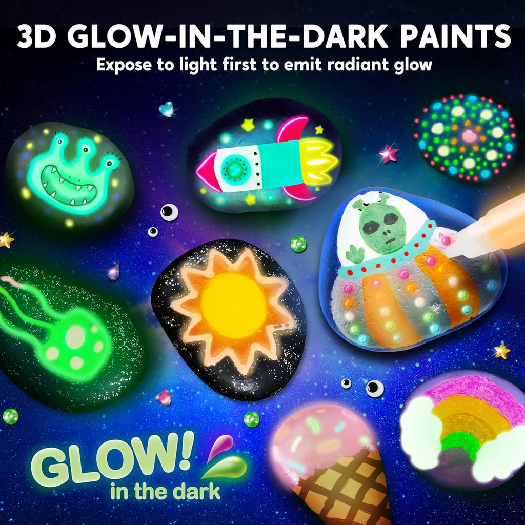 JOYFY Rock Painting Kit Glow in The Dark Rock Kit Arts and Crafts for Boys Girls Best Birthday Chirstmas Party Gift