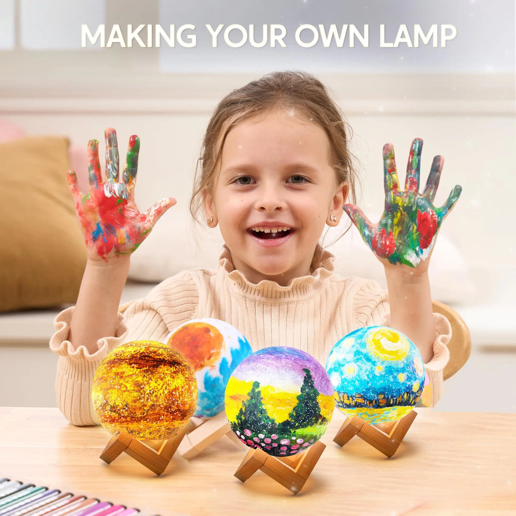 JOYFY DIY Moon Night Light toys Paint 3D Moon Lamp Kit Galaxy Lamp Arts for Kids School Activities Birthday Chirstmas Gifts